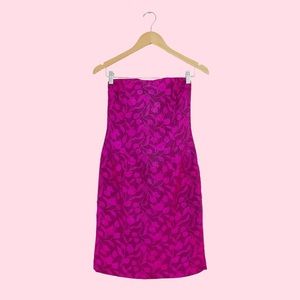 DIOR FLORAL BROCADE STRAPLESS DRESS